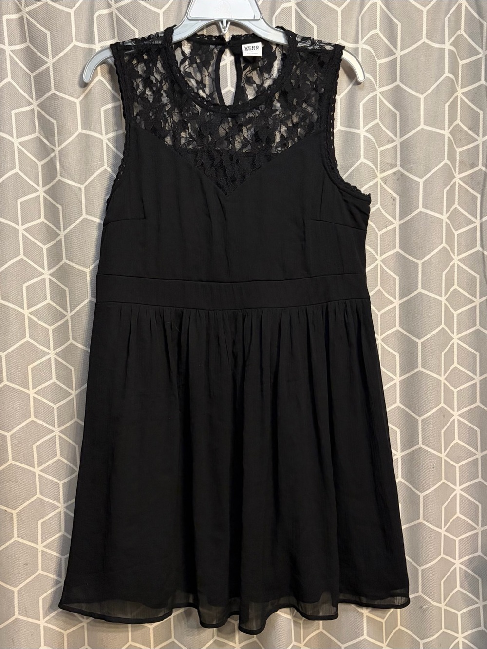 Vero Moda Black Lace Yoke Sleeveless Mini Dress